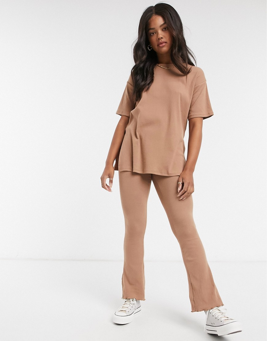 Cotton: On ribbed flare in brown