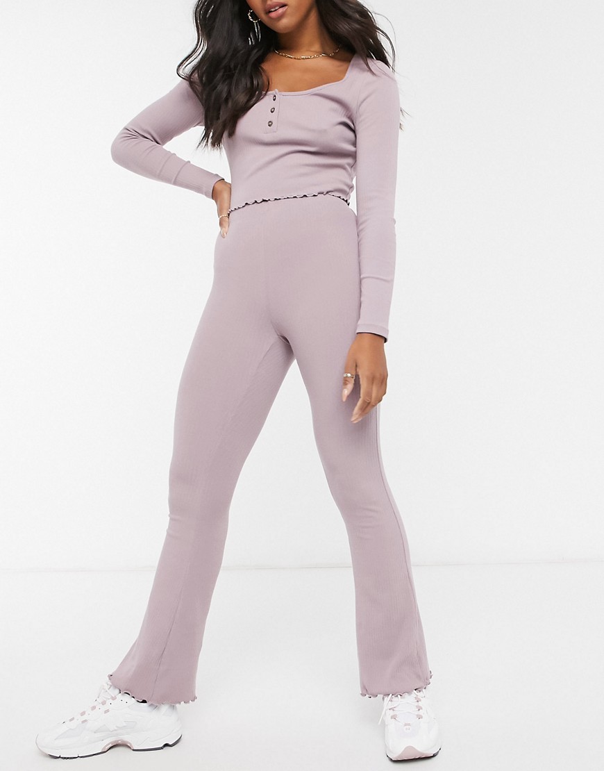 Cotton: On ribbed flare in lilac-Purple