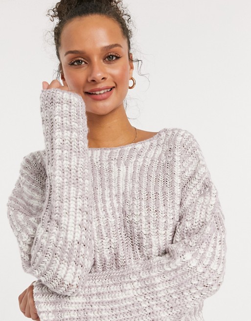 Cotton:On ribbed neck jumper in lilac