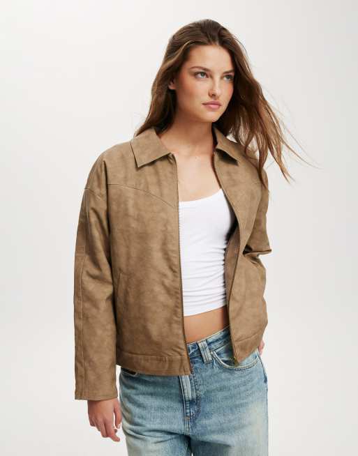 Cotton:On River faux suede jacket in brown