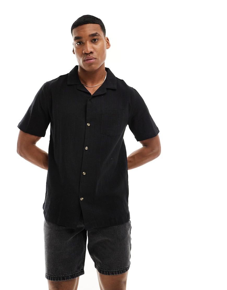 Cotton:On Riviera short sleeve shirt in black