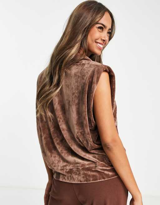 Cotton:On - Ærmeløs pullover-top i chokolade velour - Del af sæt, 2 af 4