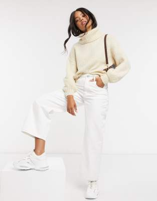 oversized cream roll neck jumper
