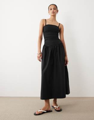 Cotton On - Romee - Robe longue froncée sur les côtés - Noir