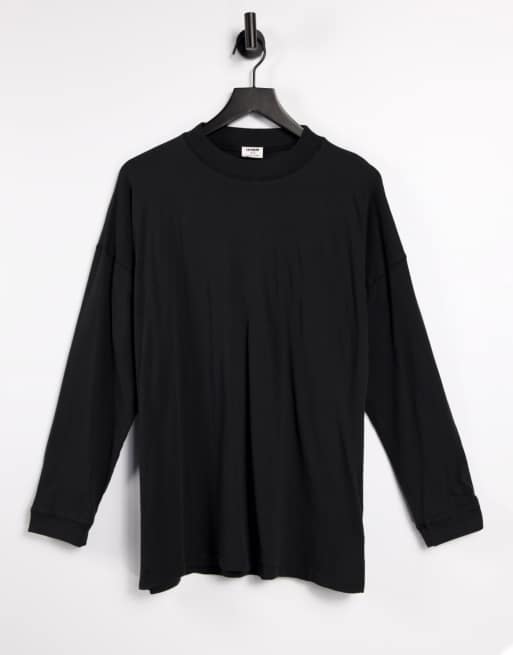 Cotton:On - Ruimvallend T-shirt met lange mouwen in zwart met wassing