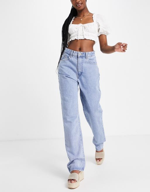 Cotton:On - Ruimvallende jeans met rechte pijpen in blauw met medium wassing