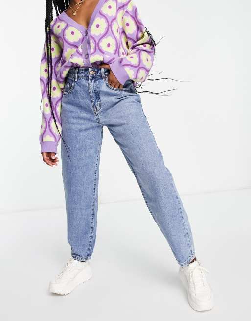 Cotton:On - Ruimvallende mom jeans in blauw met donkere wassing