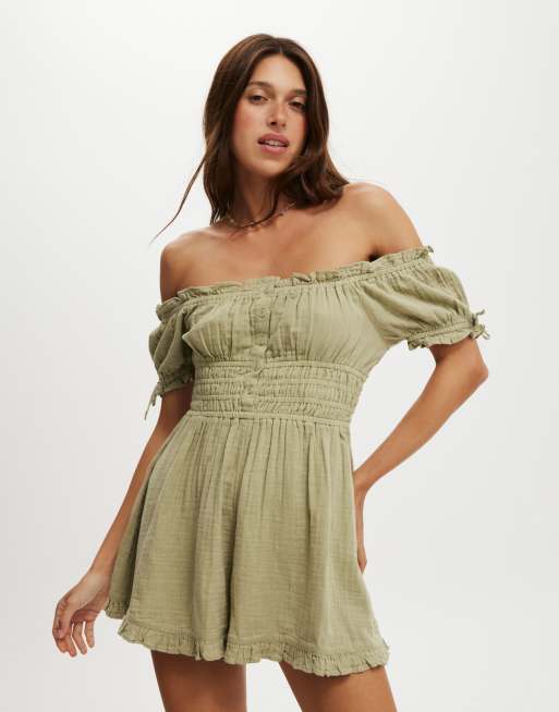 Cotton:On Sadie button through playsuit in artichoke