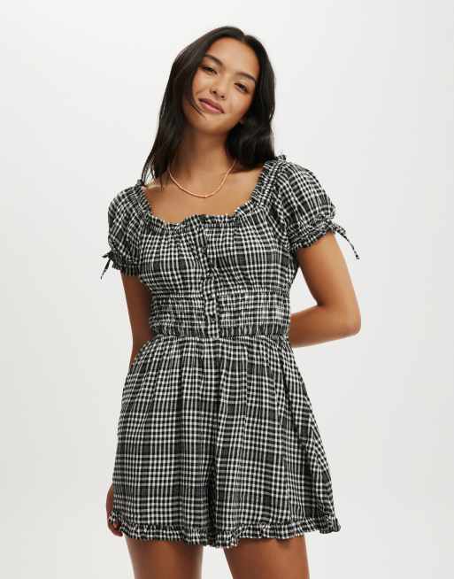Cotton:On Sadie button through playsuit in black gingham