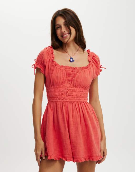 Cotton:On Sadie button through playsuit in coral crush