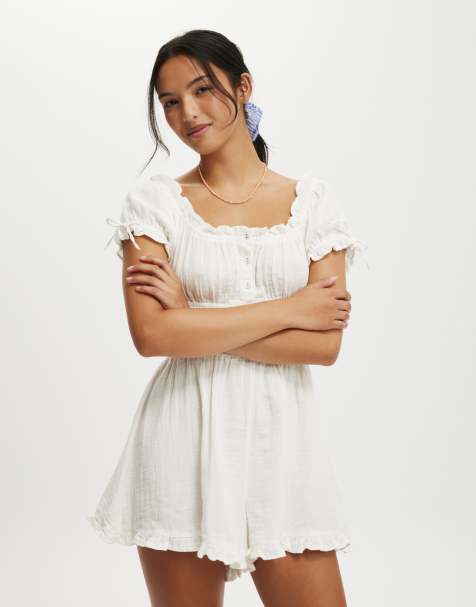 Cotton:On Sadie button through playsuit in white - view 1