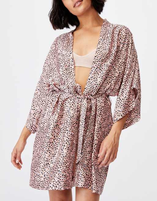 Cotton On Satin Kimono Bademantel Mit Punkteprint Asos