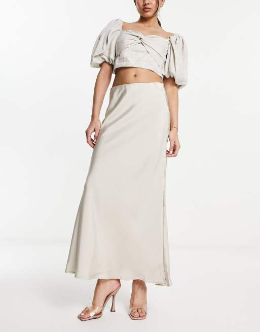 Cotton On satin maxi skirt in stone