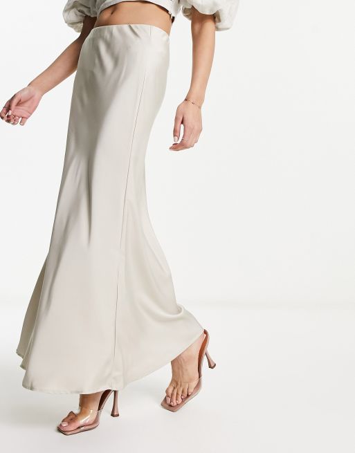 Cotton:On – Satynowa spódnica maxi w kamiennobeżowym kolorze