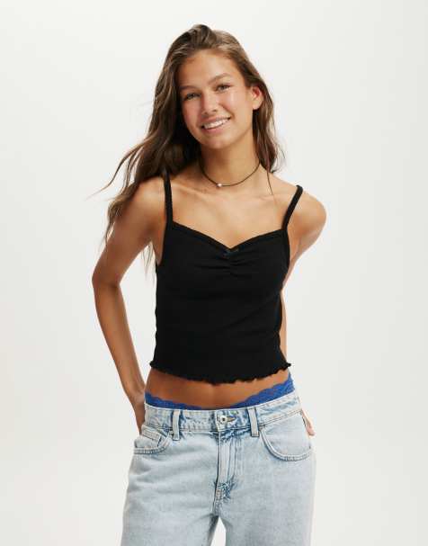 Cotton:On Scarlet pointelle cami in black - view 1