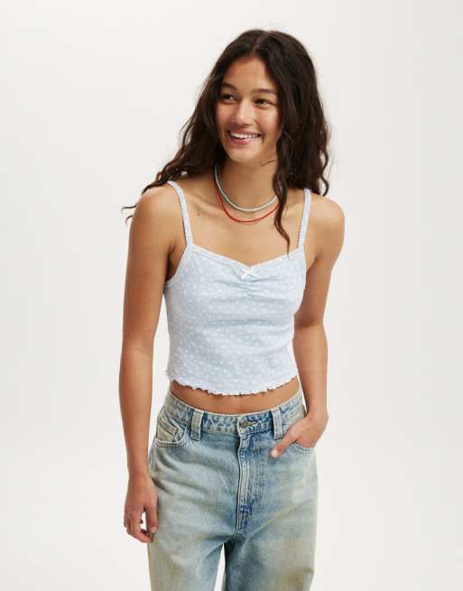 Cotton:On Scarlet pointelle cami in blue