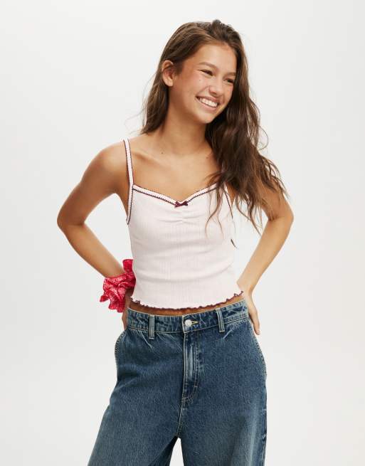 Cotton:On Scarlet pointelle cami in pink