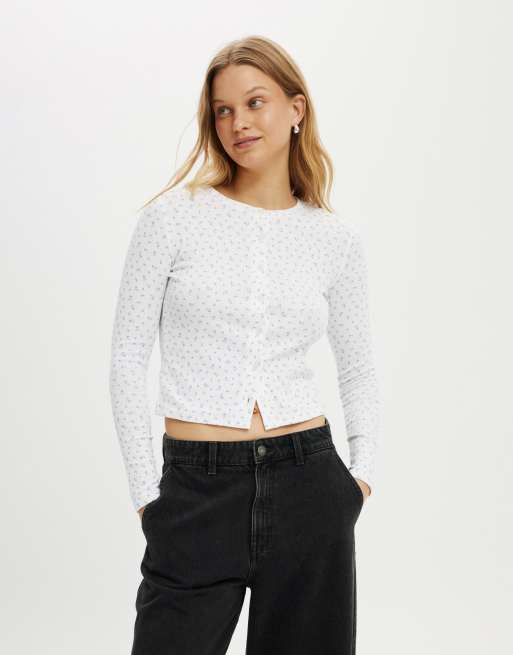 Cotton:On Scarlet pointelle cardi in blue