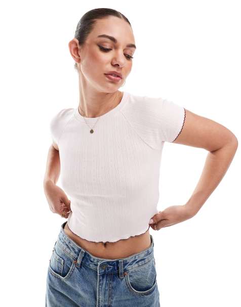 Cotton:On Scarlet pointelle raglan tee in pink - view 1