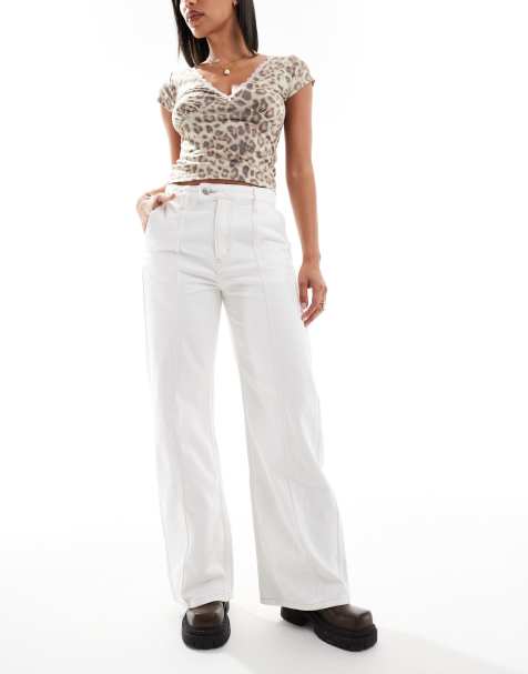 Cotton:On Seam wide jean in white - view 1