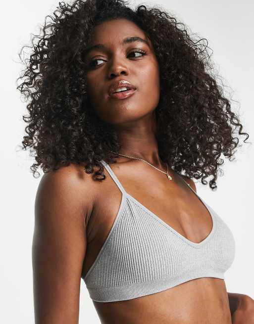 Cotton:On seamless triangle 2 multi pack bralet in blush and grey