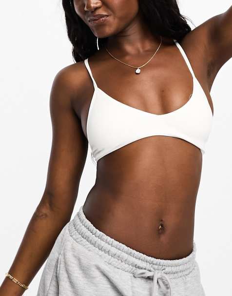 Casablanca Seamless Ribbed Crop Top in White