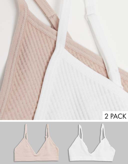 Cotton:On - Set van 2 naadloze triangel bralettes in meerdere kleuren