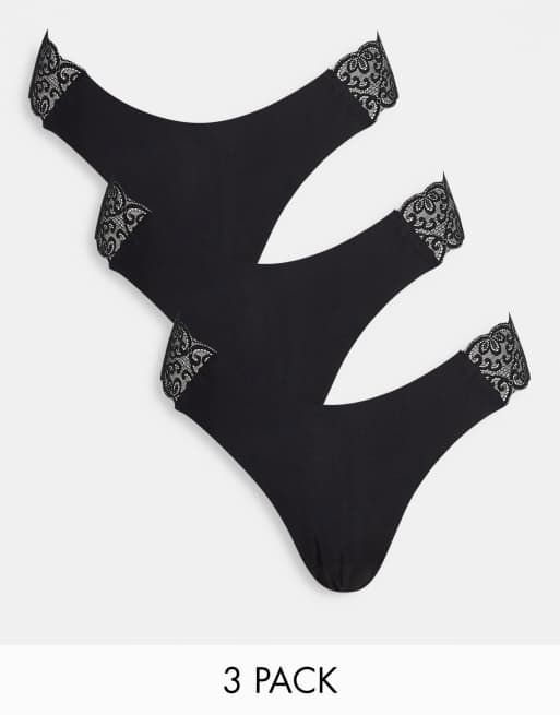 Cotton:On - Set van 3 naadloze g-strings in zwart 