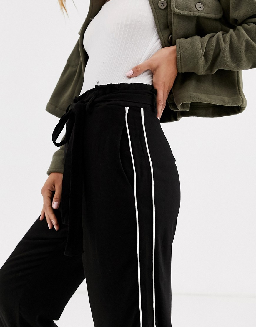 Cotton:On Shannon sports stripe side trousers-Black