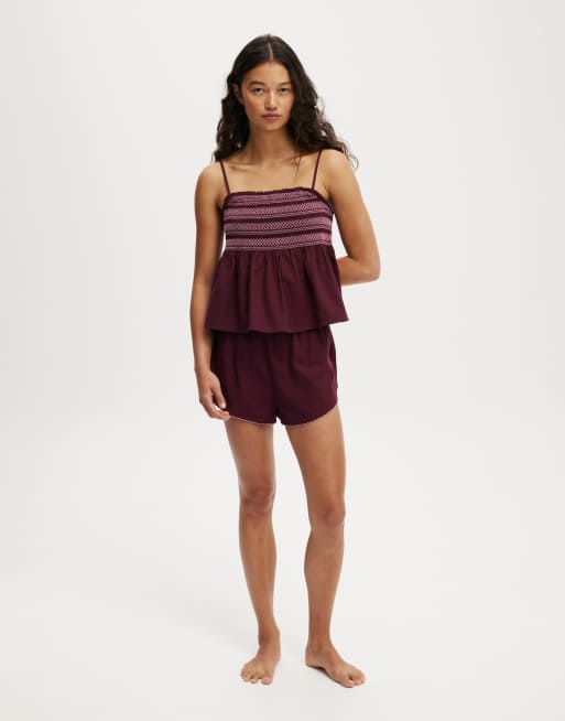 Cotton:On Shirred woven sleep set in dark oak