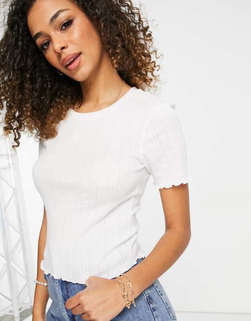 Cotton:On shrunken pointelle tee in white