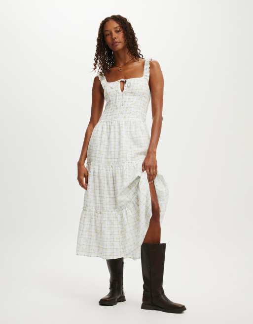 Cotton:On Skye corset detail maxi dress in talay daisy gardenia