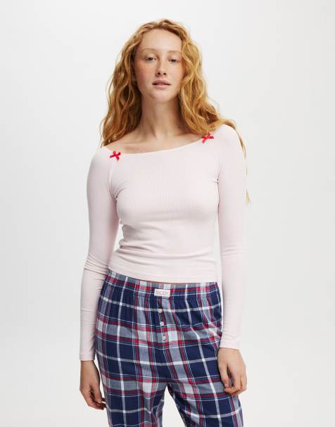 Cotton:On Sleep recovery boat neck sleep top in pink - view 1