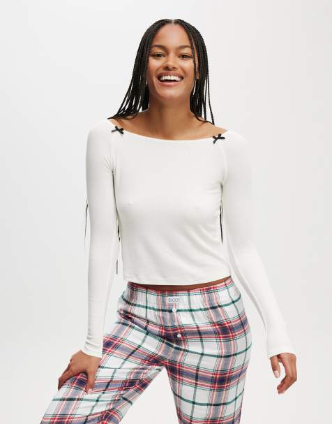 Cotton:On Sleep recovery boat neck sleep top in white - view 1