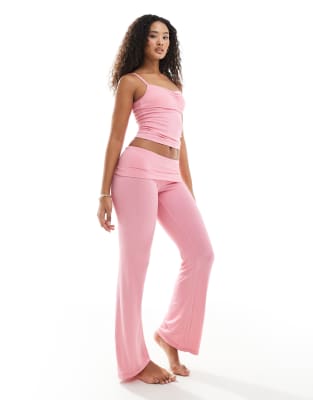 Cotton:On Sleep recovery roll waist pant in pink blossom