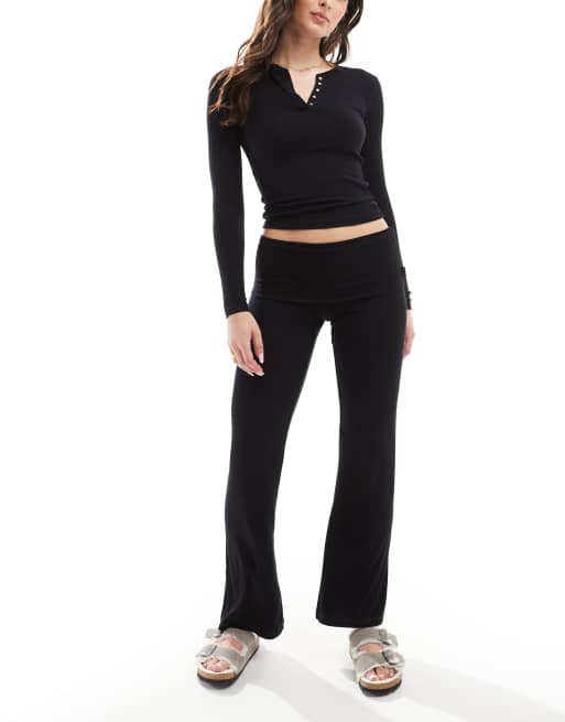 Cotton:On Sleep recovery roll waist pant in true black