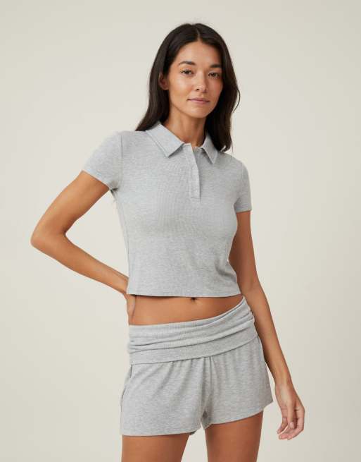 Cotton:On Sleep recovery roll waist short in grey marle