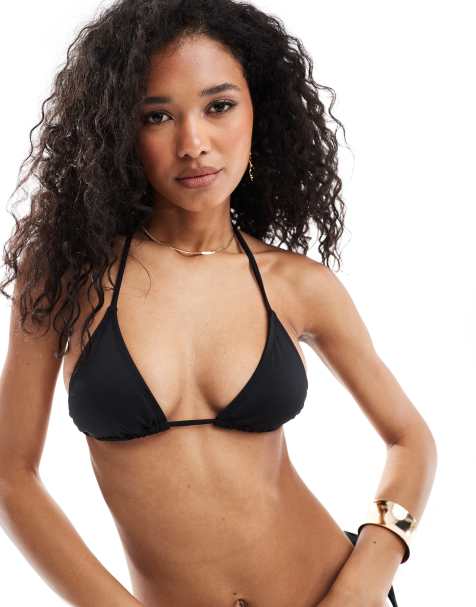 Cotton:On Slider triangle bikini top in black - view 1