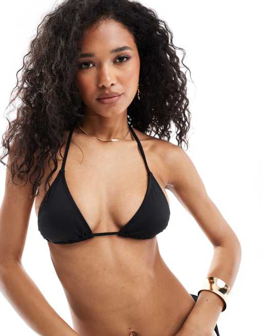 Cotton:On Slider triangle bikini top in black