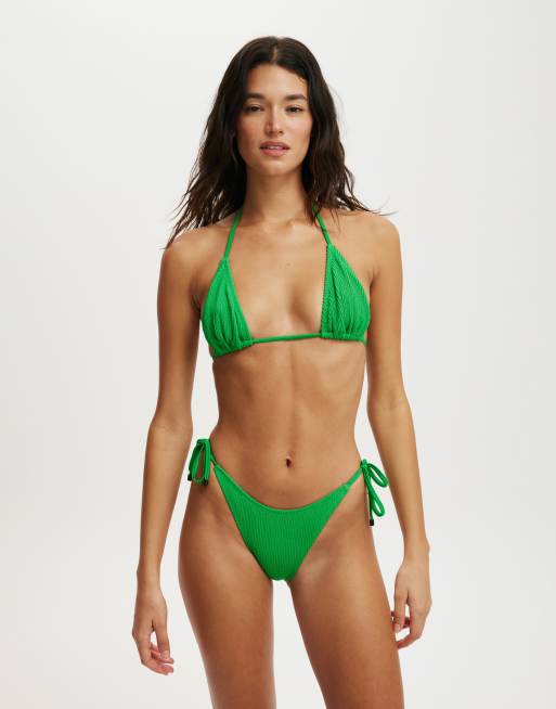 Cotton:On Slider triangle bikini top in green