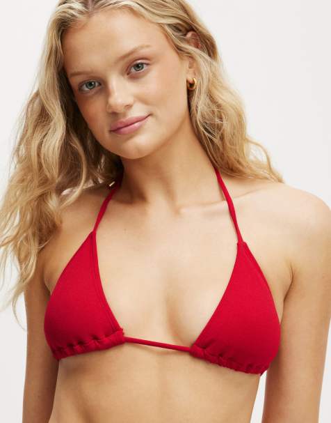 Cotton:On Slider triangle bikini top in red - view 1