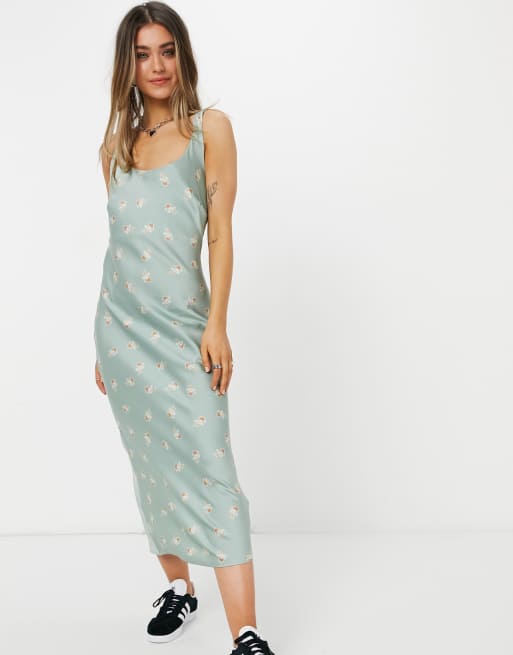 Cotton On slip midi dress in green floral