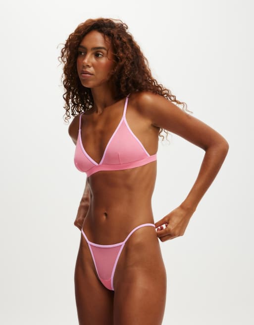 Cotton:On Sporty mesh triangle bralette in pink