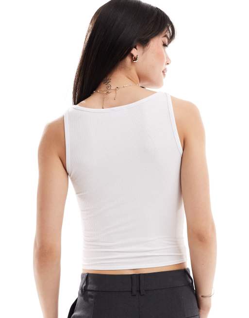 Cotton:On Staple rib boat neck tank in white | ASOS