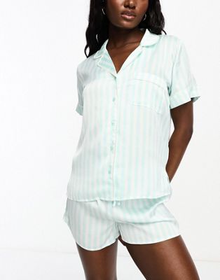 Cotton:On staycay satin pyjama set in blue - ASOS Price Checker