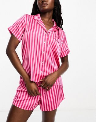 Cotton:On staycay satin pyjama set in pink - ASOS Price Checker