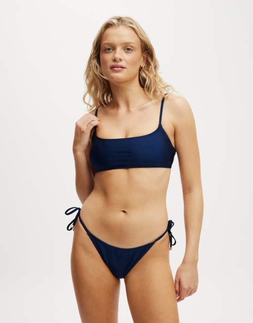Cotton:On Straight neck crop bikini top in blue