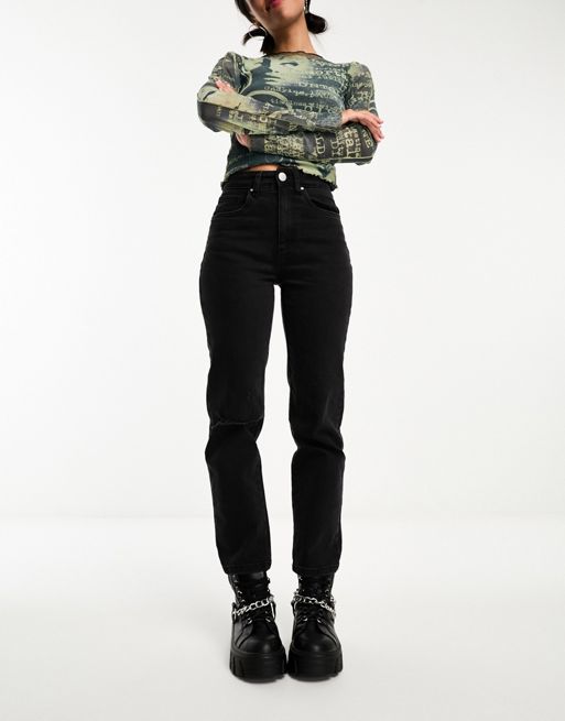 Cotton:On straight stretch mom jean in black | ASOS