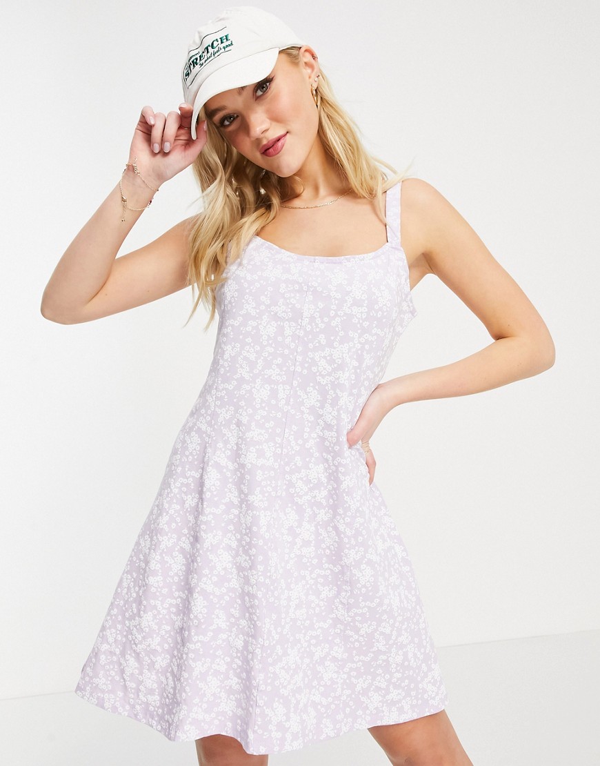 Cotton:on Cotton: On Strappy Button Up Dress In Lilac Floral-multi