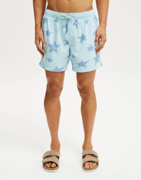 Cotton:On Stretch swim short in blue havana print - view 1
